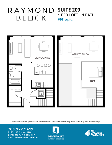 Suite 209 Floor Plan at Raymond Block, Alberta