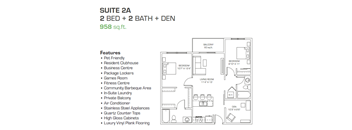 2 Bedroom, 2 Bathroom + Den