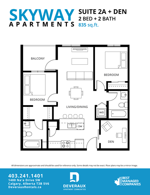 2a Floor Plan at Skyway Apartments, Calgary