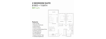 2 Bedroom, 1 Bathroom