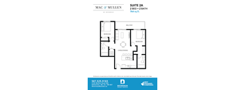 2 bedroom 2 bathroom floor plan layout at Mac and Mullen Apartments, Edmonton