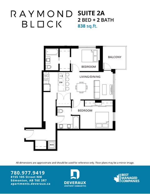 2A Floor Plan at Raymond Block, Alberta, T6E 3R7
