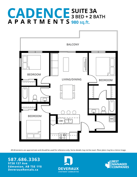 Suite 3A Floor Plan at Cadence at Griesbach, Edmonton