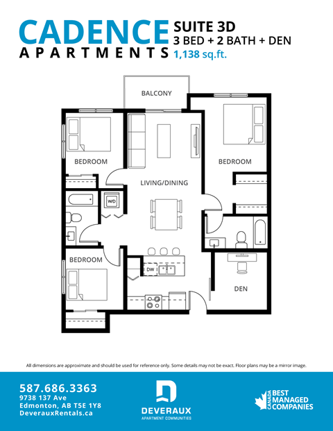 Suite 3D Floor Plan at Cadence at Griesbach, Edmonton, AB, T5E 1Y8