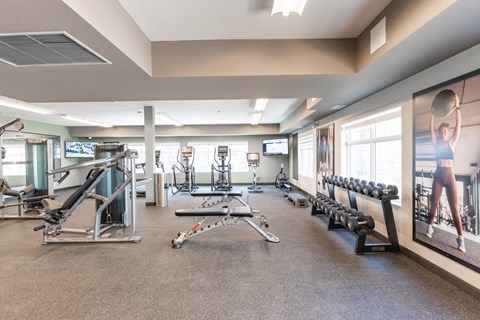 A Spacious Gym With Variety Of Equipment at Cadence at Griesbach, Edmonton, Alberta