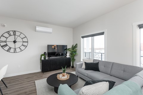 Modern Living Room at Latitude 49 Townhomes, Winnipeg Manitoba