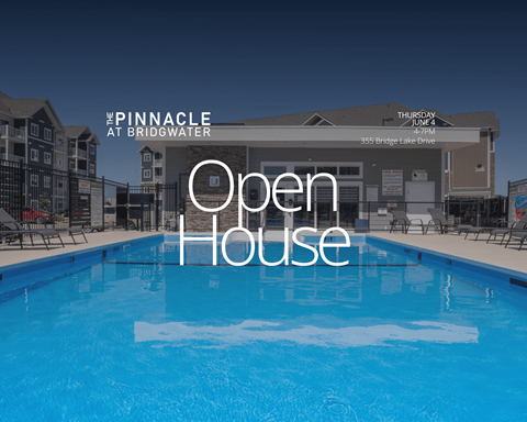 A pool with the words "Open House" written on it.