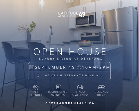 An open house event for luxury living at Deveraux is scheduled for September 19th from 10am to 2pm.
