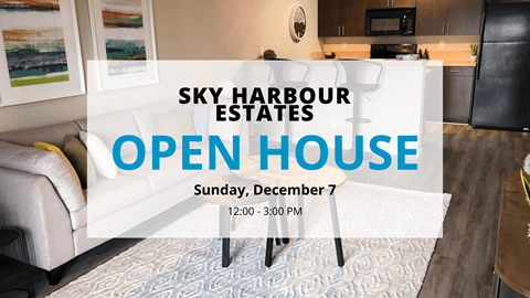 A real estate open house is advertised for Sunday, December 7th from 12:00 PM to 3:00 PM.