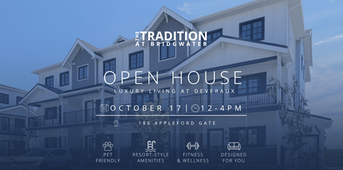 An open house event for a luxury living at Deveraux is scheduled for October 17th from 12-4pm.