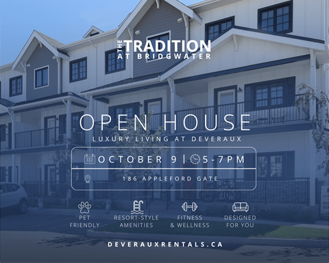 An open house event for The Tradition at Bridgwater is scheduled for October 9th from 5-7 pm.