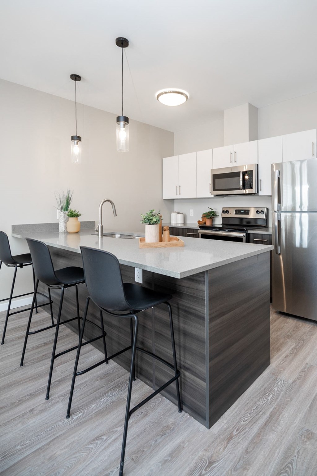 Interior - wide shot of kitchen.