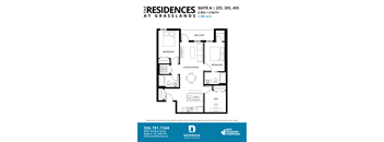 a floor plan of a 1 bedroom 2100 sq ft