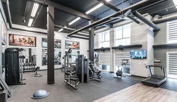 Modern Fitness Center at Skyway Apartments, Calgary Alberta