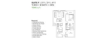 1 Bedroom, 2 Bathroom + Den