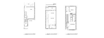 Three floor plans for a house with different layouts.