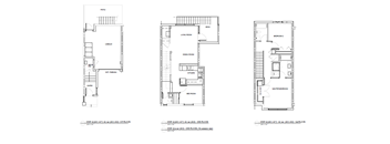 Three floor plans for a residential building are shown.