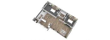 2 Bedroom 1 Bathroom Floor Plan at Oaks at Oxon Hill, Maryland, 20745