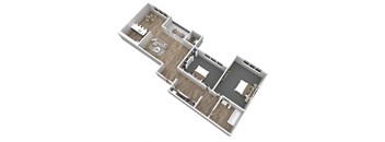 2 Bedroom 1 Bathroom Floor Plan at Oaks at Oxon Hill, Oxon Hill, MD