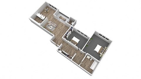 2 Bedroom 1 Bathroom Floor Plan at Oaks at Oxon Hill, Oxon Hill, MD