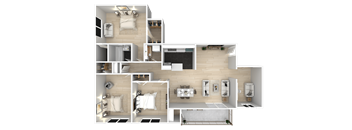 3 Bed 1.5 Bath Floor Plan at Admiral Place, Suitland-Silver Hill, Maryland