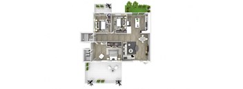 3 bedroom floor plan A at Piper Village West, Florida
