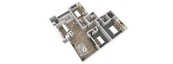 3 Bedroom 1.5 Bathroom Floor Plan at Oaks at Oxon Hill, Oxon Hill, Maryland