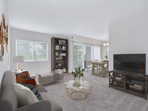 Living room area decor at Andrews Ridge Apartments, Maryland