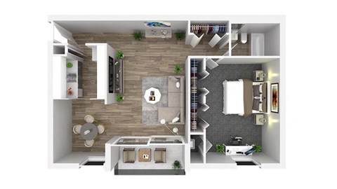 1 bed 1 bath floorplan at Andrews ridge
