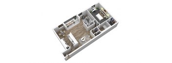 1 bed 1 bathroom floor plan D at Andrews Ridge Apartments, Suitland, 20746