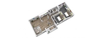 2 bed 1 bathroom floor plan C at Andrews Ridge Apartments, Maryland, 20746