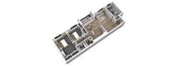 2 bed 1 bathroom floor plan B at Andrews Ridge Apartments, Maryland