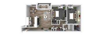 2 bed 1 bathroom floor plan A at Andrews Ridge Apartments, Suitland