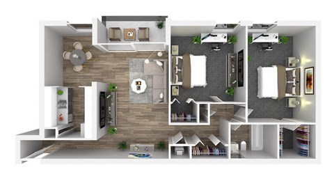 2 bed 1 bathroom floor plan A at Andrews Ridge Apartments, Suitland