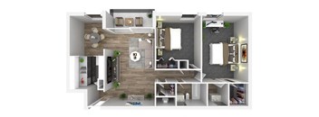 2 bed 1 bath floorplan at Andrews Ridge