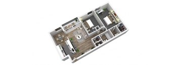 2 bed 1 bathroom floor plan D at Andrews Ridge Apartments, Suitland, MD, 20746