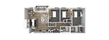 3 bed 2 bathroom floor plan at Andrews Ridge Apartments, Suitland, MD