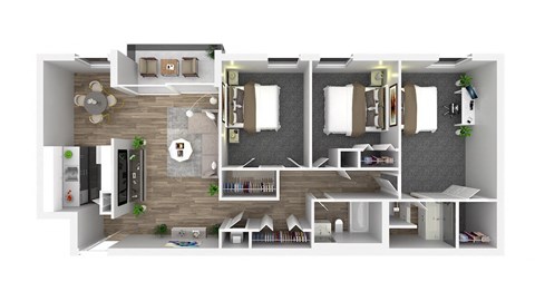 3 bed 2 bathroom floor plan at Andrews Ridge Apartments, Suitland, MD