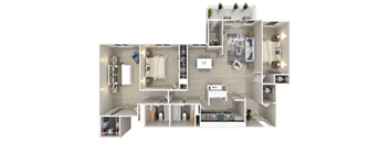 a floor plan of a two bedroom apartment with two bathrooms and a balcony at The Glendale Residence, Lanham, 20706