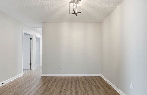 A room with a wooden floor and a light fixture on the ceiling at The Onyx Hoover Apartments, Hoover, AL