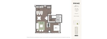 a floor plan of a unit with a bedroom and a living room