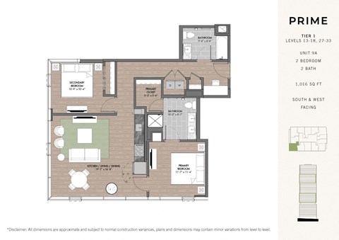 a floor plan of a unit with a bedroom and a living room