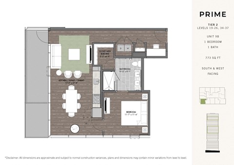 a floor plan of a bedroom apartment