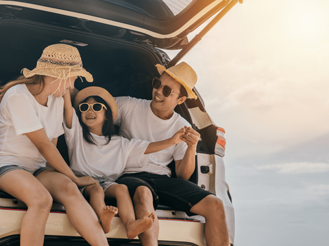 three people sitting in the back of a van at The Orchard at Portofino Vineyards, Fort Myers, 32149