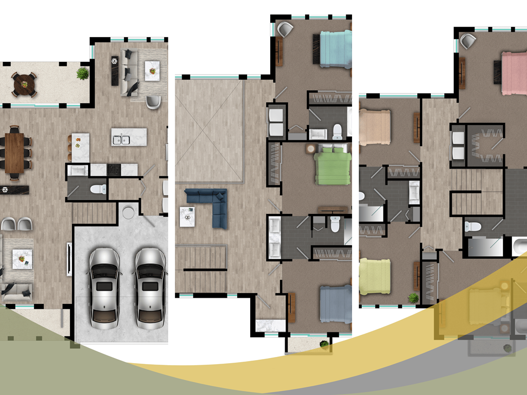 a 3d rendering of a floor plan of a house