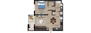 a floor plan of a home with a living room and a bedroom