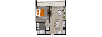 A4 Floor Plan at Quantum Apartments, Fort Lauderdale, FL