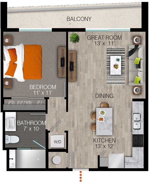 A4 Floor Plan at Quantum Apartments, Fort Lauderdale, FL