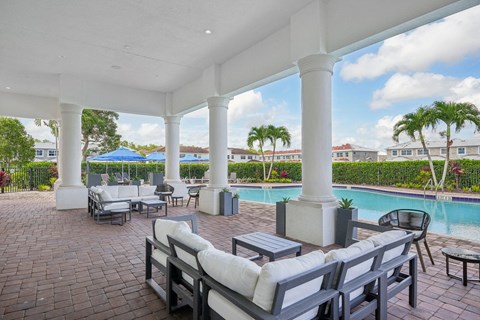 the pool area at the preserve apartments