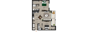 a floor plan of a house with a living room and a dining room